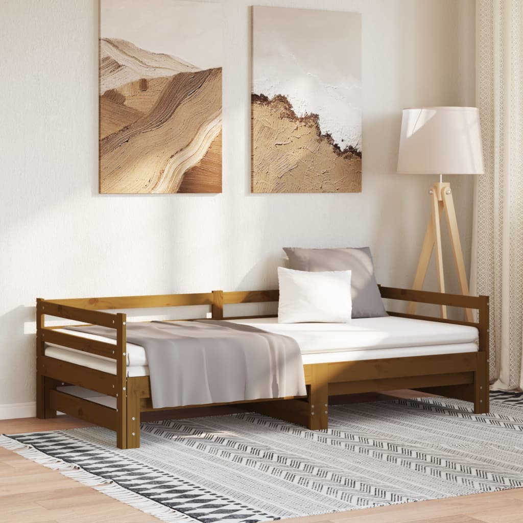 Výsuvná Válenda Šedá Masivní Borovice 2 X (90 X 200) Cm
