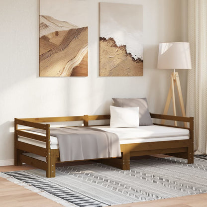 Výsuvná Válenda Šedá Masivní Borovice 2 X (90 X 200) Cm