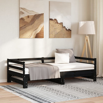 Výsuvná Válenda Šedá Masivní Borovice 2 X (90 X 200) Cm