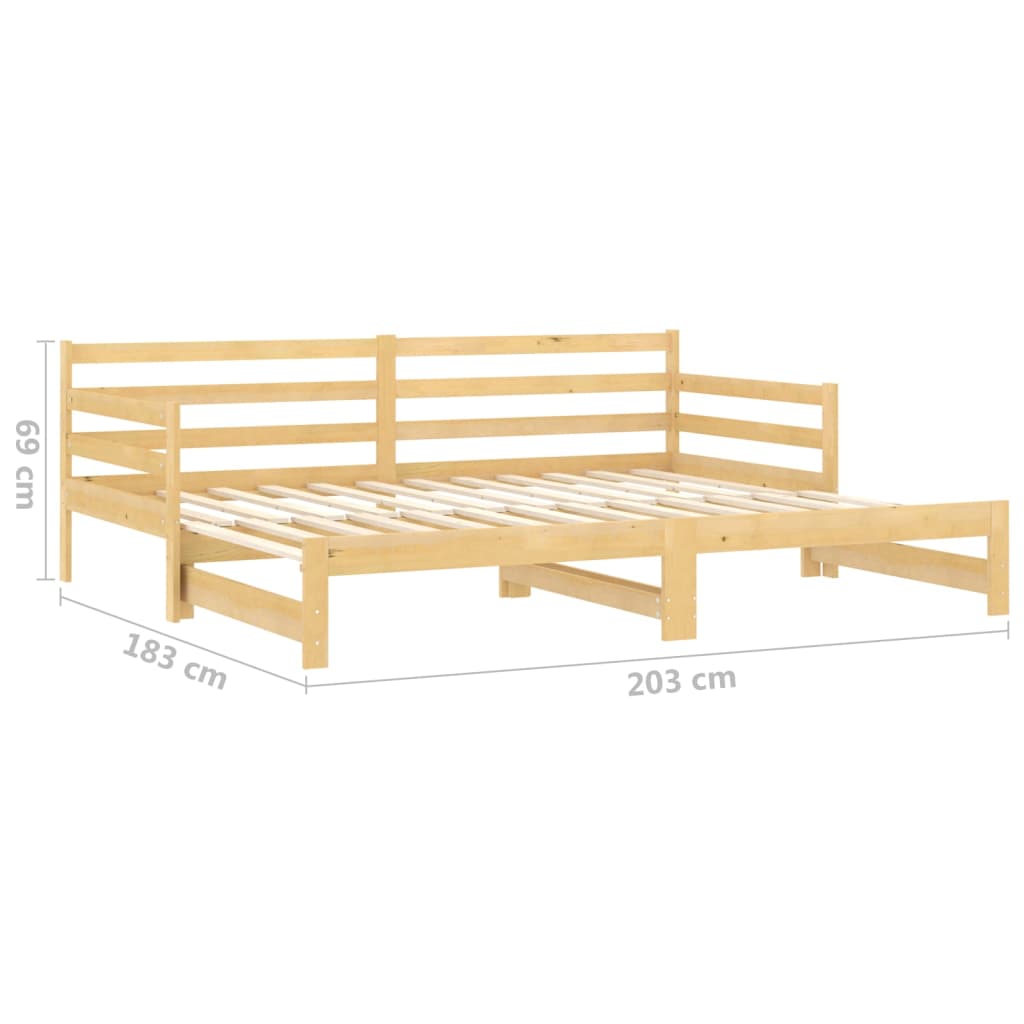 Výsuvná Válenda Masivní Borové Dřevo 2× (90 X 200 Cm)