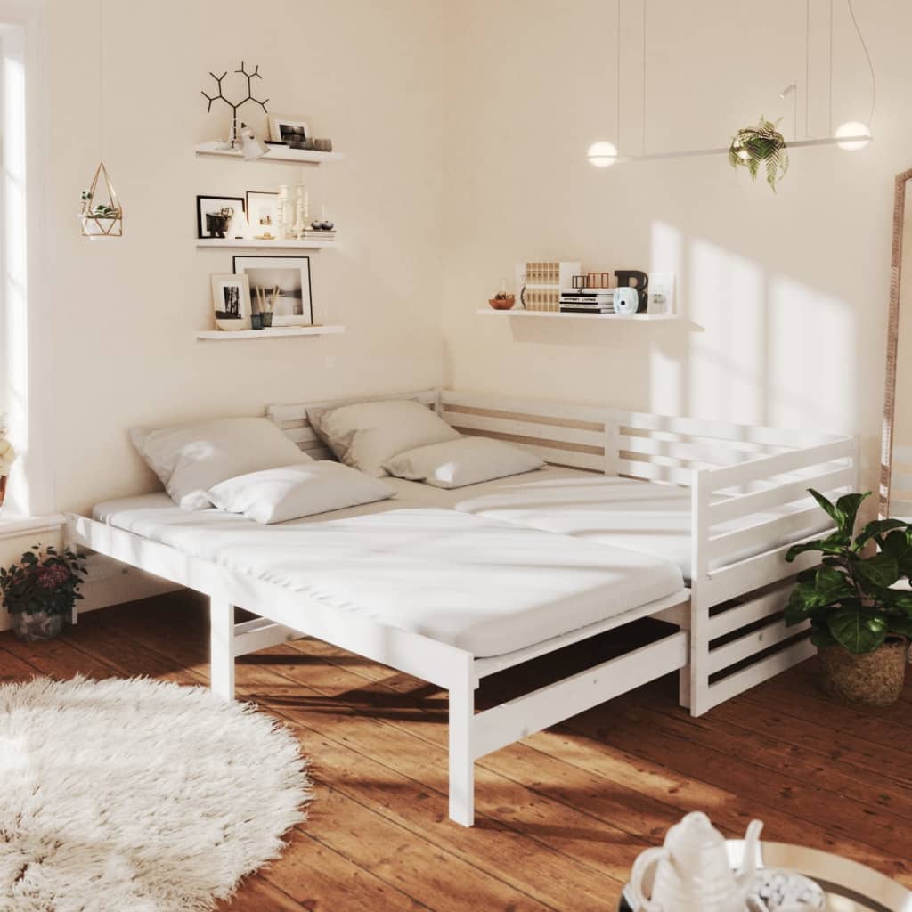 Výsuvná Válenda Šedá Masivní Borovice 2 X (90 X 200) Cm