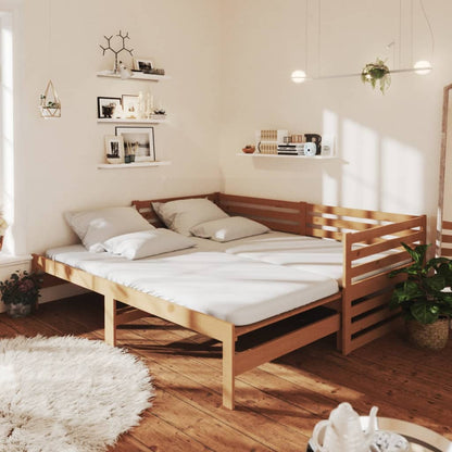 Výsuvná Válenda Šedá Masivní Borovice 2 X (90 X 200) Cm