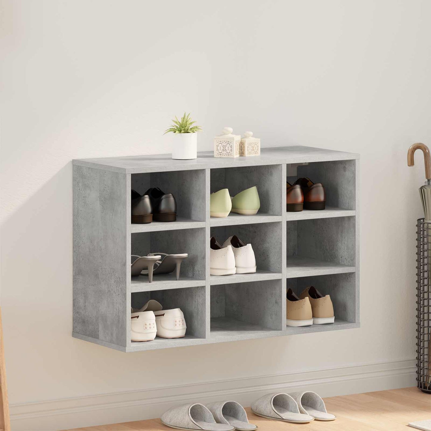 Skříň Na Obuv 77,5 X 30 X 51 Cm Kompozitní Dřevo Betonová Šedá