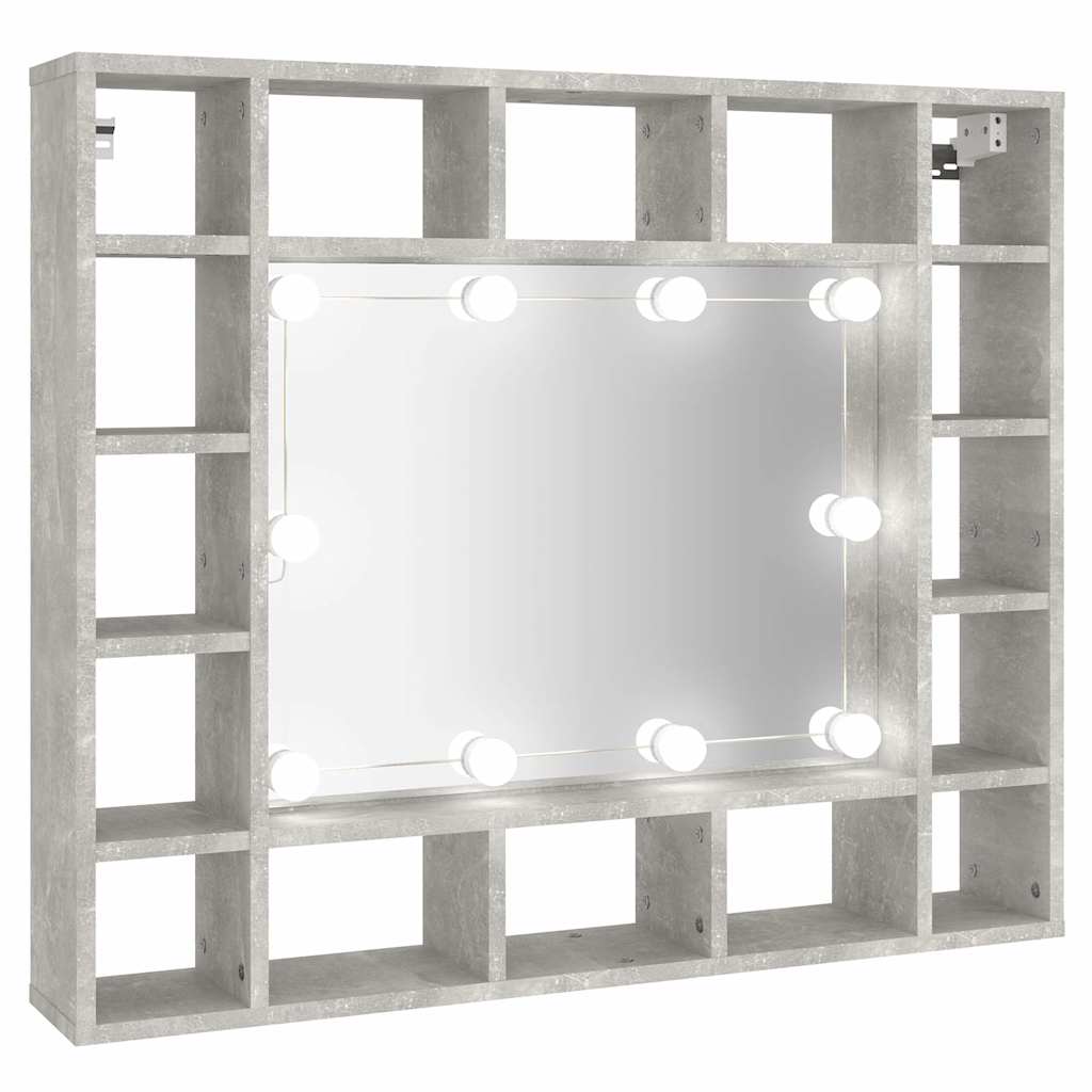 Zrcadlová Skříňka S Led Betonově Šedá 91 X 15 X 76,5 Cm