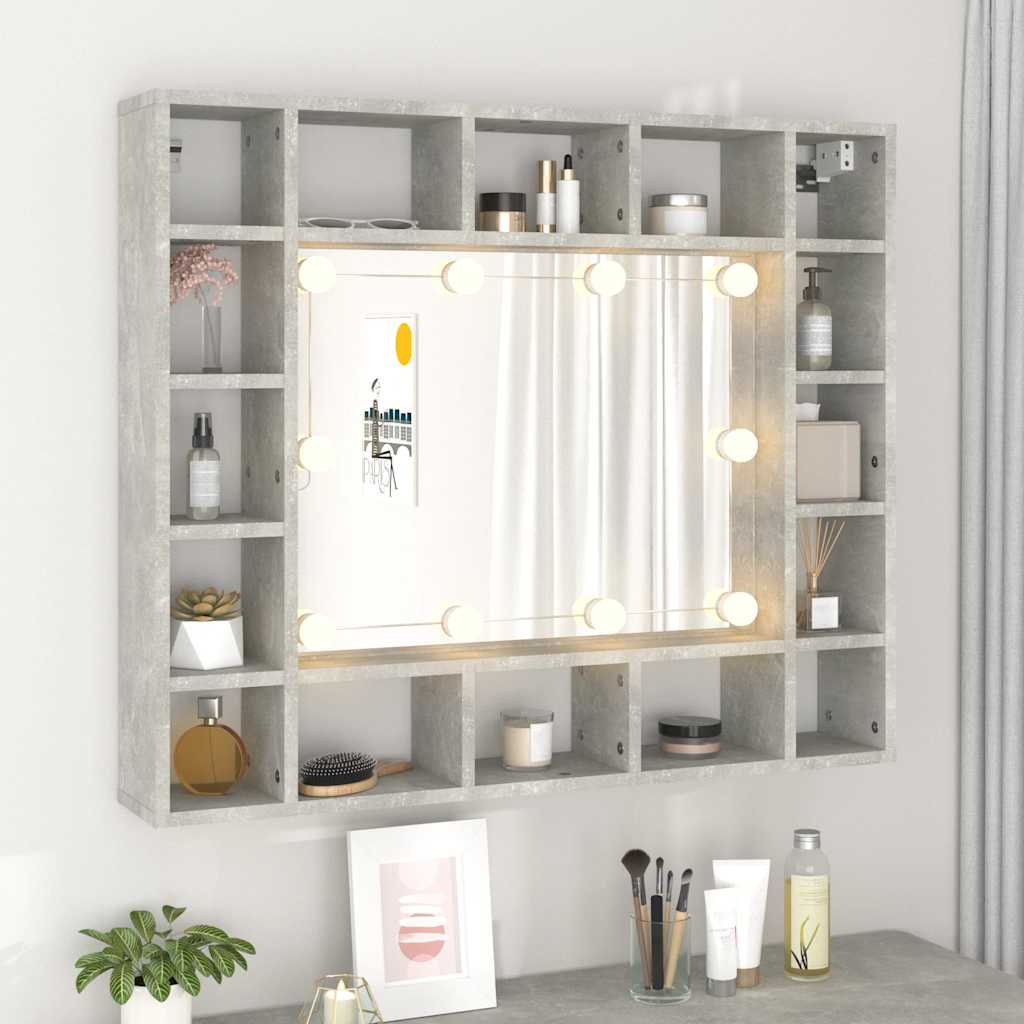 Zrcadlová Skříňka S Led Betonově Šedá 91 X 15 X 76,5 Cm