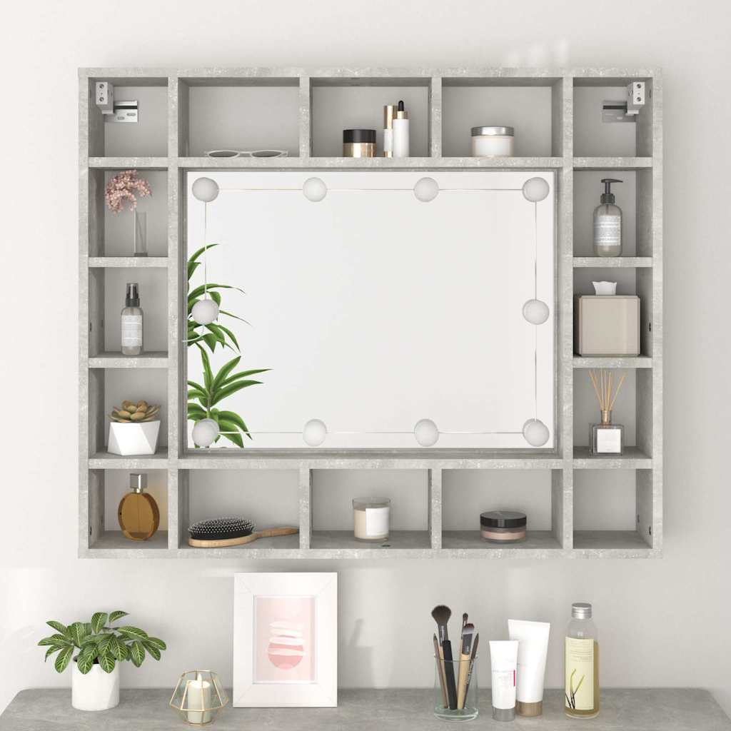 Zrcadlová Skříňka S Led Betonově Šedá 91 X 15 X 76,5 Cm