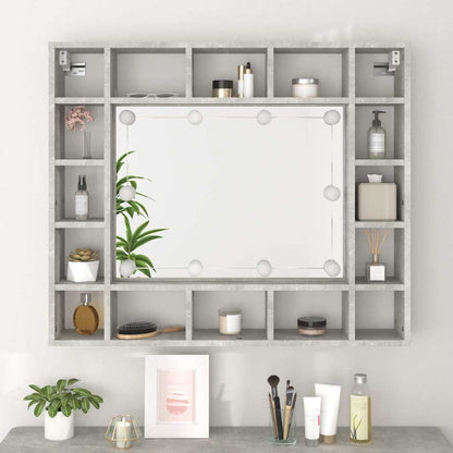 Zrcadlová Skříňka S Led Betonově Šedá 91 X 15 X 76,5 Cm