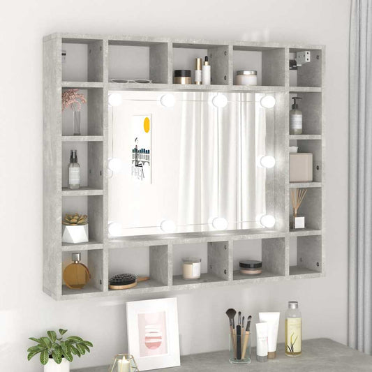Zrcadlová Skříňka S Led Betonově Šedá 91 X 15 X 76,5 Cm