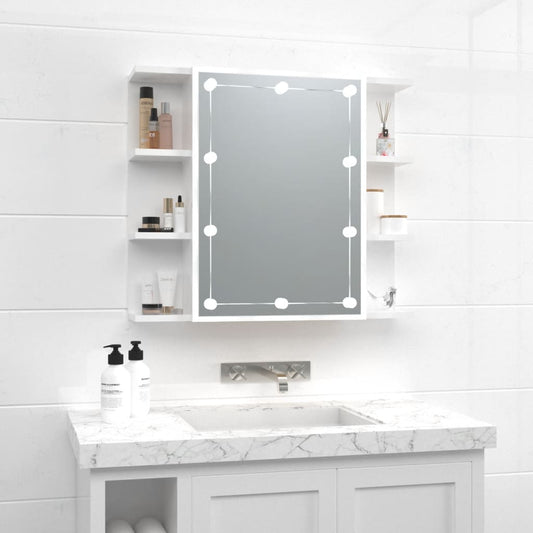 Zrcadlová skříňka s LED bílá s vysokým leskem 70 x 16,5 x 60 cm