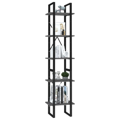 Knihovna S 5 Policemi Šedá 40 X 30 X 175 Cm Kompozitní Dřevo
