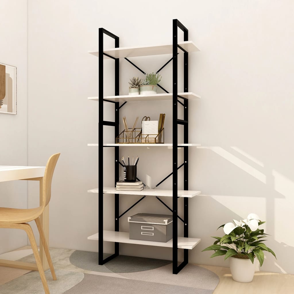 Knihovna S 5 Policemi 40 X 30 X 175 Cm Borové Dřevo