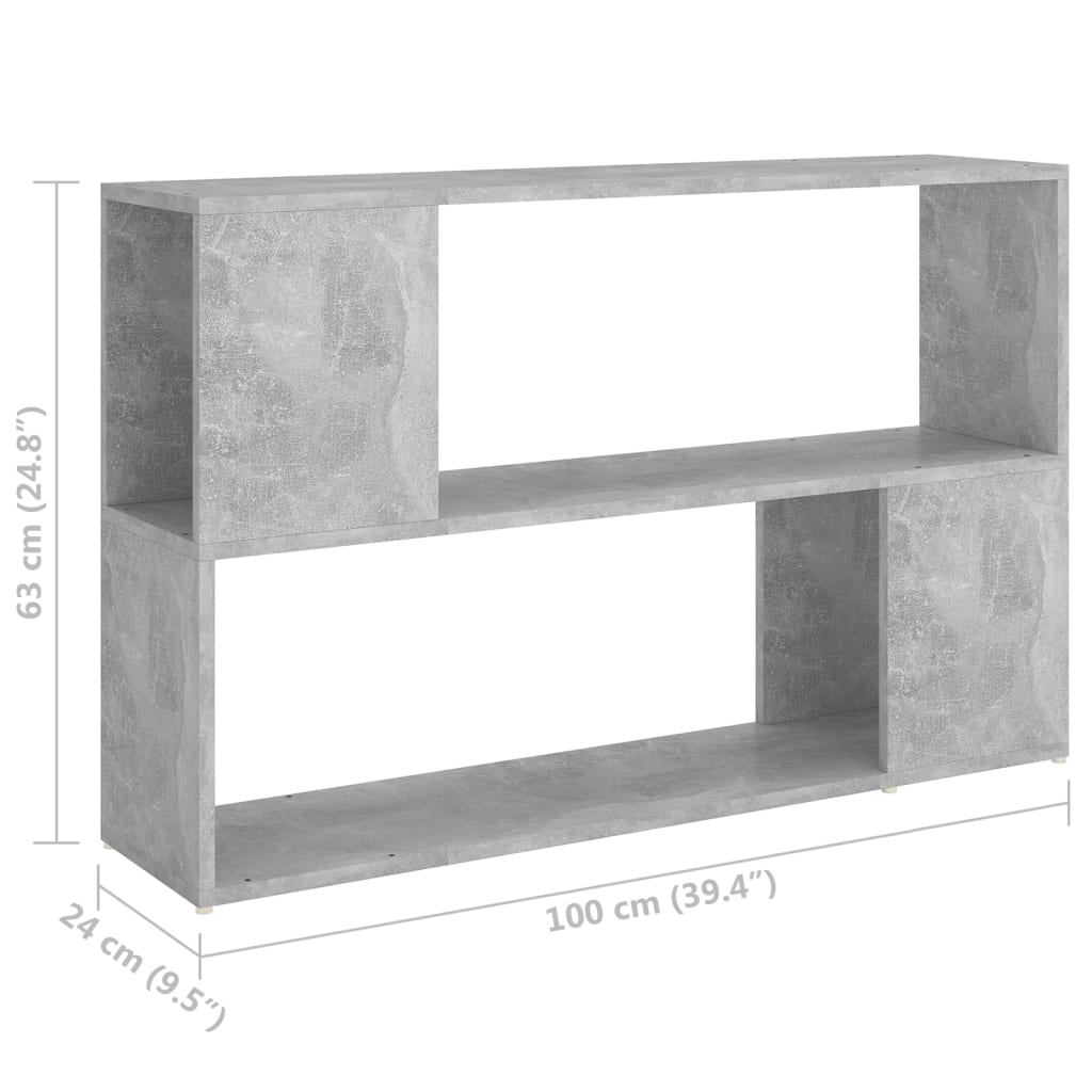 Knihovna Betonově Šedá 100 X 24 X 63 Cm Kompozitní Dřevo