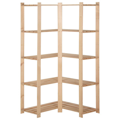 5Patrový Úložný Regál Rohový 82,5X82,5X170 Cm Masivní Borovice