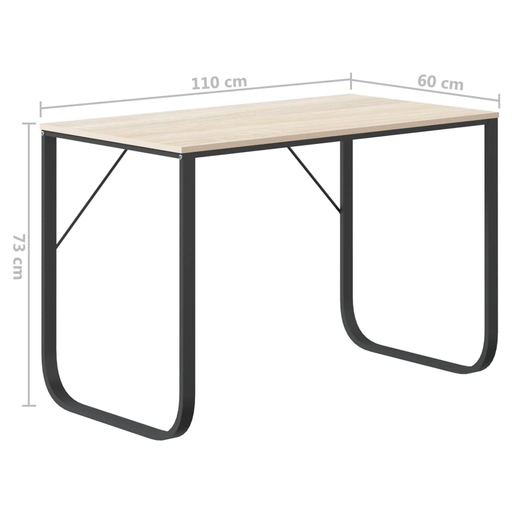 Počítačový Stůl Černý A Dub 110 X 60 X 73 Cm Dřevotříska