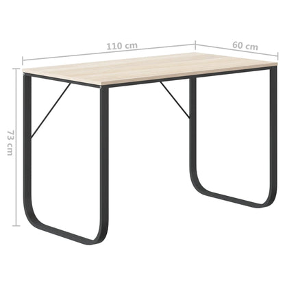 Počítačový Stůl Černý A Dub 110 X 60 X 73 Cm Dřevotříska