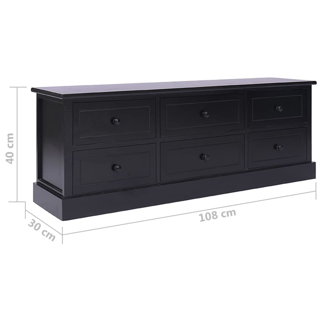 Tv Stolek Černý 108 X 30 X 40 Cm Masivní Dřevo Pavlovnie