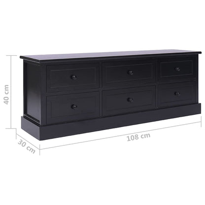 Tv Stolek Černý 108 X 30 X 40 Cm Masivní Dřevo Pavlovnie