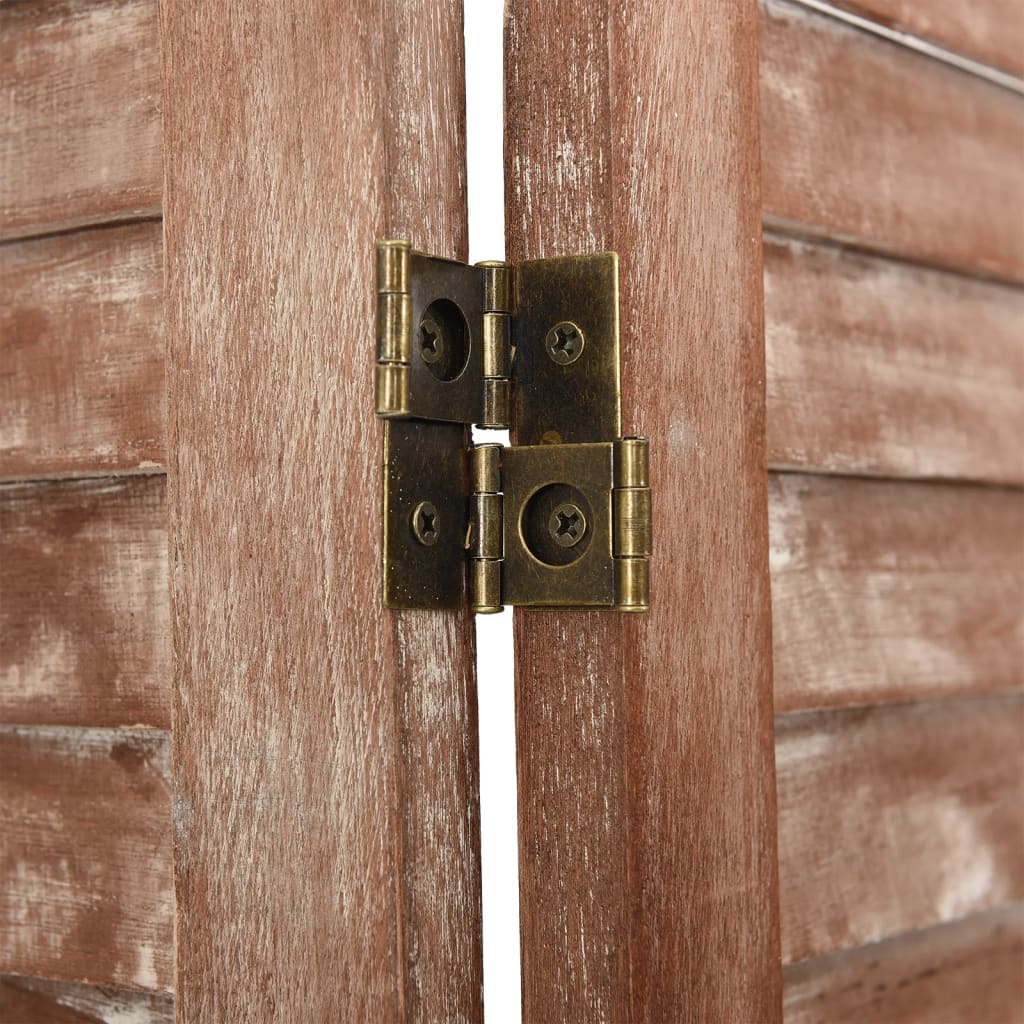 6Dílný Paraván Hnědý 210 X 165 Cm Masivní Dřevo Pavlovnie