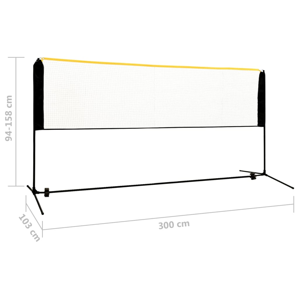 Nastavitelná Badmintonová Síť 300 X 103 X 94–158 Cm Kov