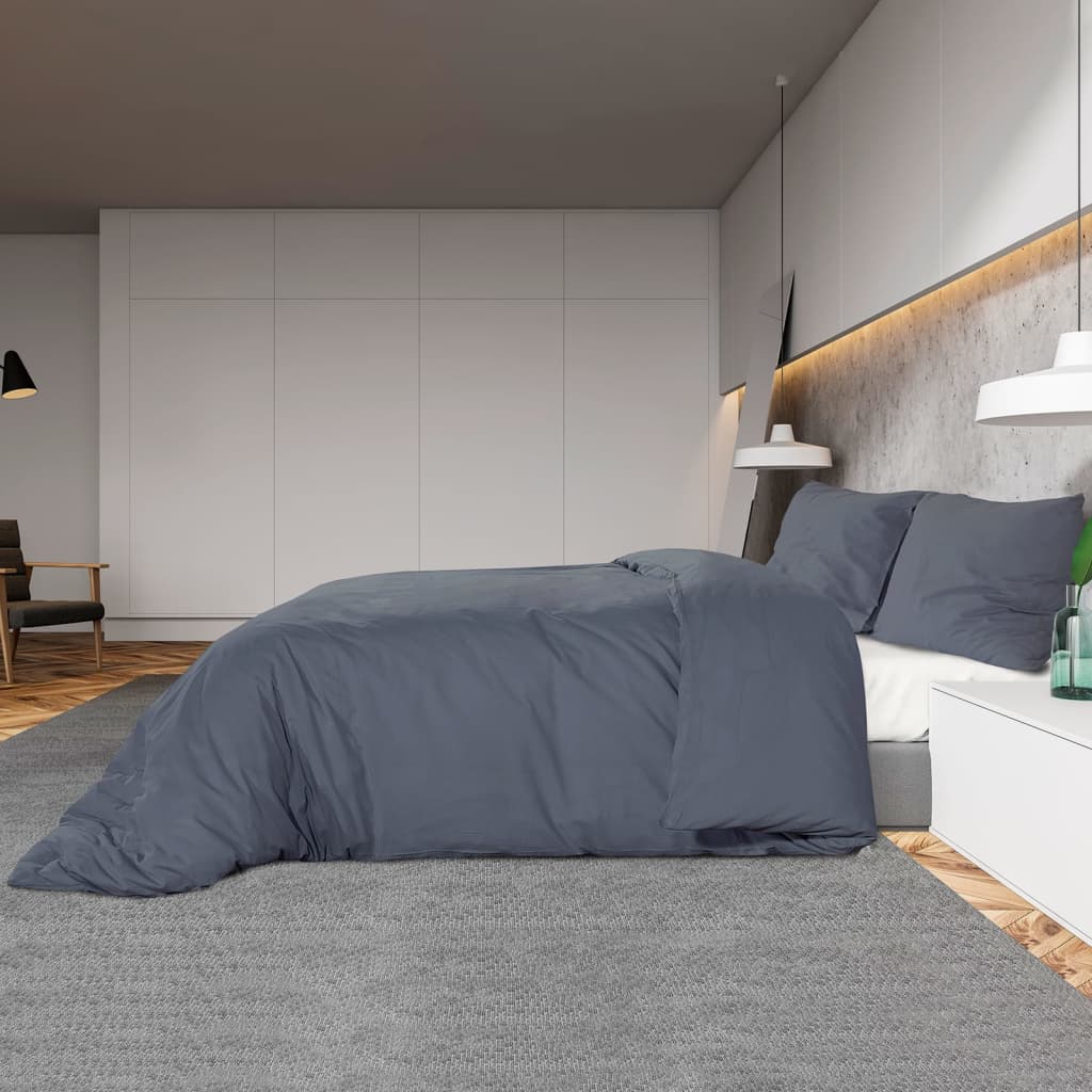 Sada Ložního Prádla 240 X 220 Cm Lehké Mikrovlákno Antracitová