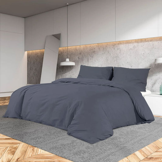 Sada Ložního Prádla 240 X 220 Cm Lehké Mikrovlákno Antracitová