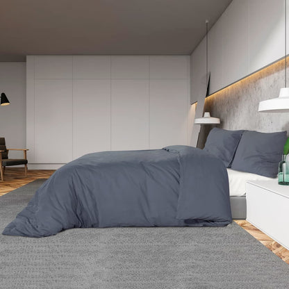 Sada Ložního Prádla 200 X 200 Cm Lehké Mikrovlákno Antracitová