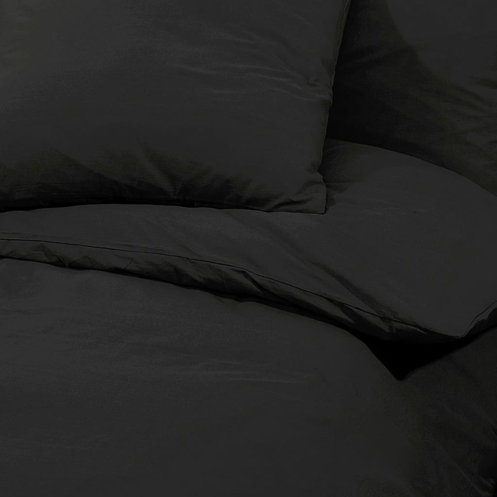 Sada Ložního Prádla Černá 200 X 200 Cm Lehké Mikrovlákno Černá