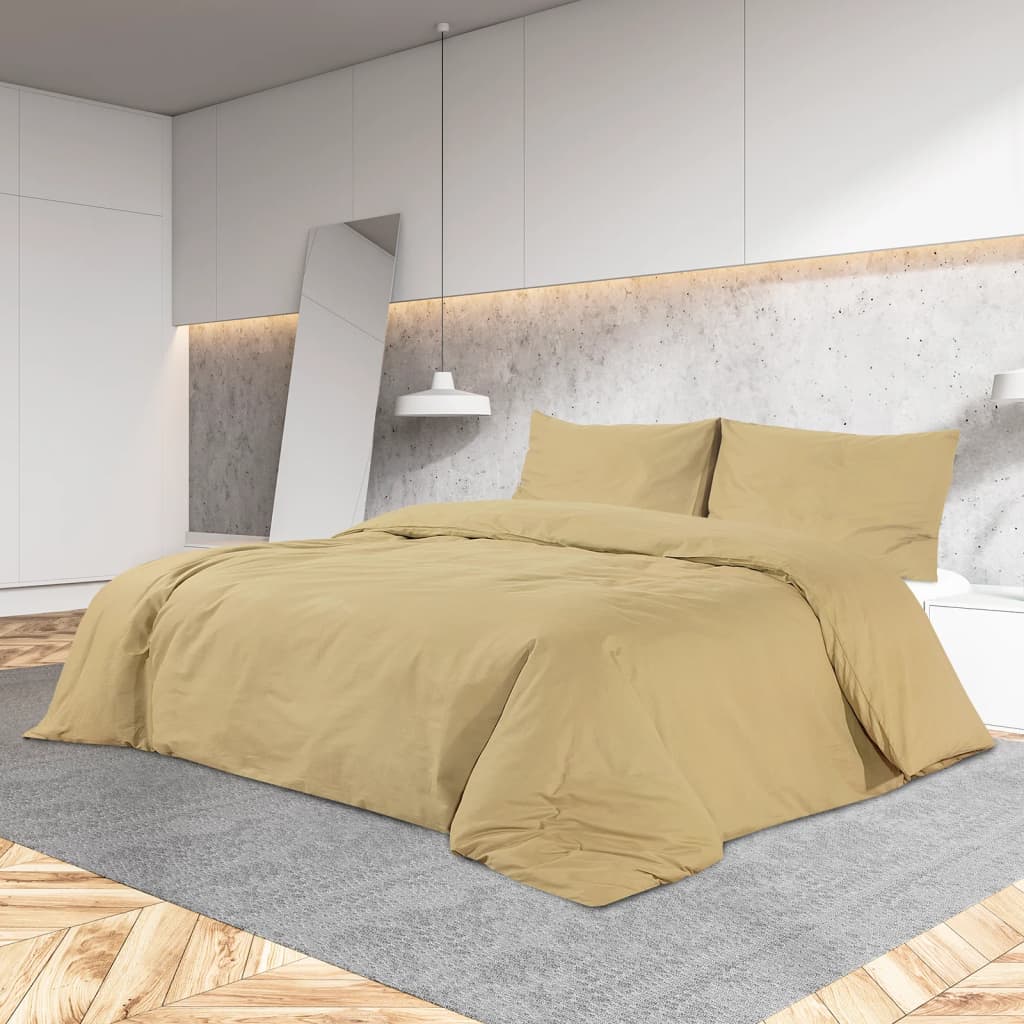 Sada Ložního Prádla 200 X 200 Cm Lehké Mikrovlákno Taupe