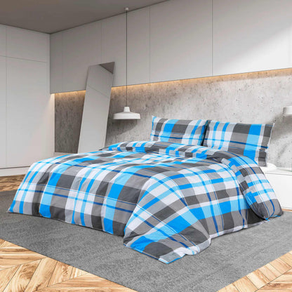 Sada Ložního Prádla 200 X 200 Cm Bavlna Modrá A Šedá