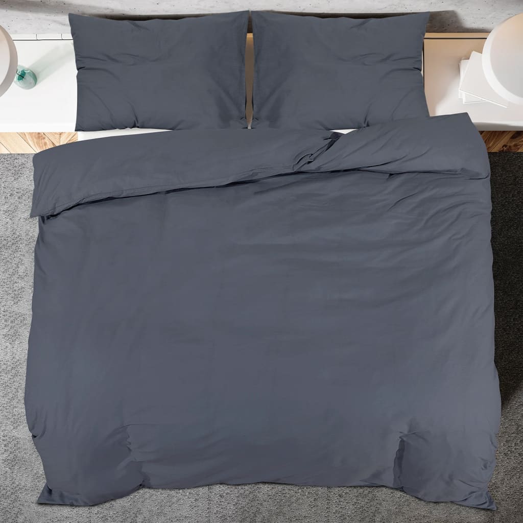 Sada Ložního Prádla 140 X 200 Cm Bavlna Antracitová