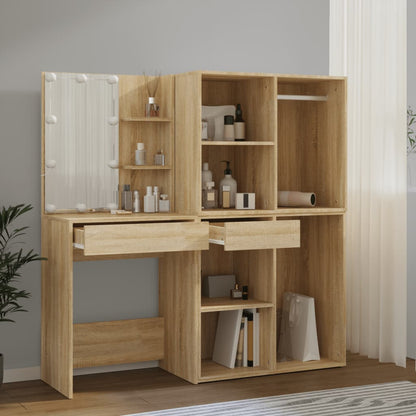 Led Toaletní Stolek Se 2 Skříňkami Dub Sonoma Kompozitní Dřevo