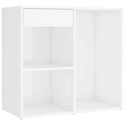 Led Toaletní Stolek Se 2 Skříňkami Lesklý Bílý Kompozitní Dřevo