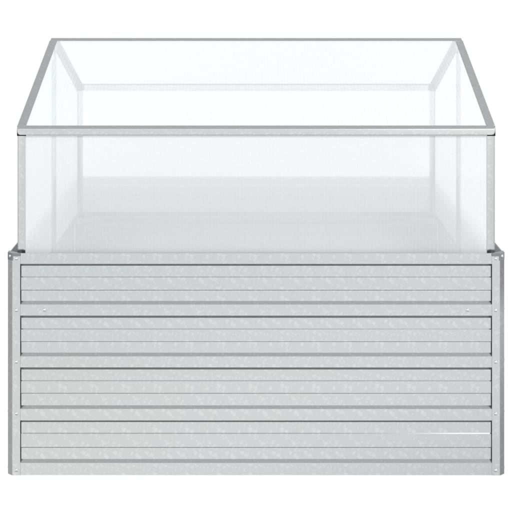 Vyvýšený Záhon S Pařeništěm 100 X 100 X 85 Cm Stříbrný