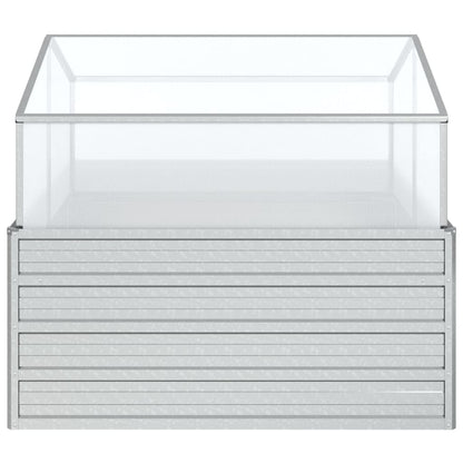 Vyvýšený Záhon S Pařeništěm 100 X 100 X 85 Cm Stříbrný