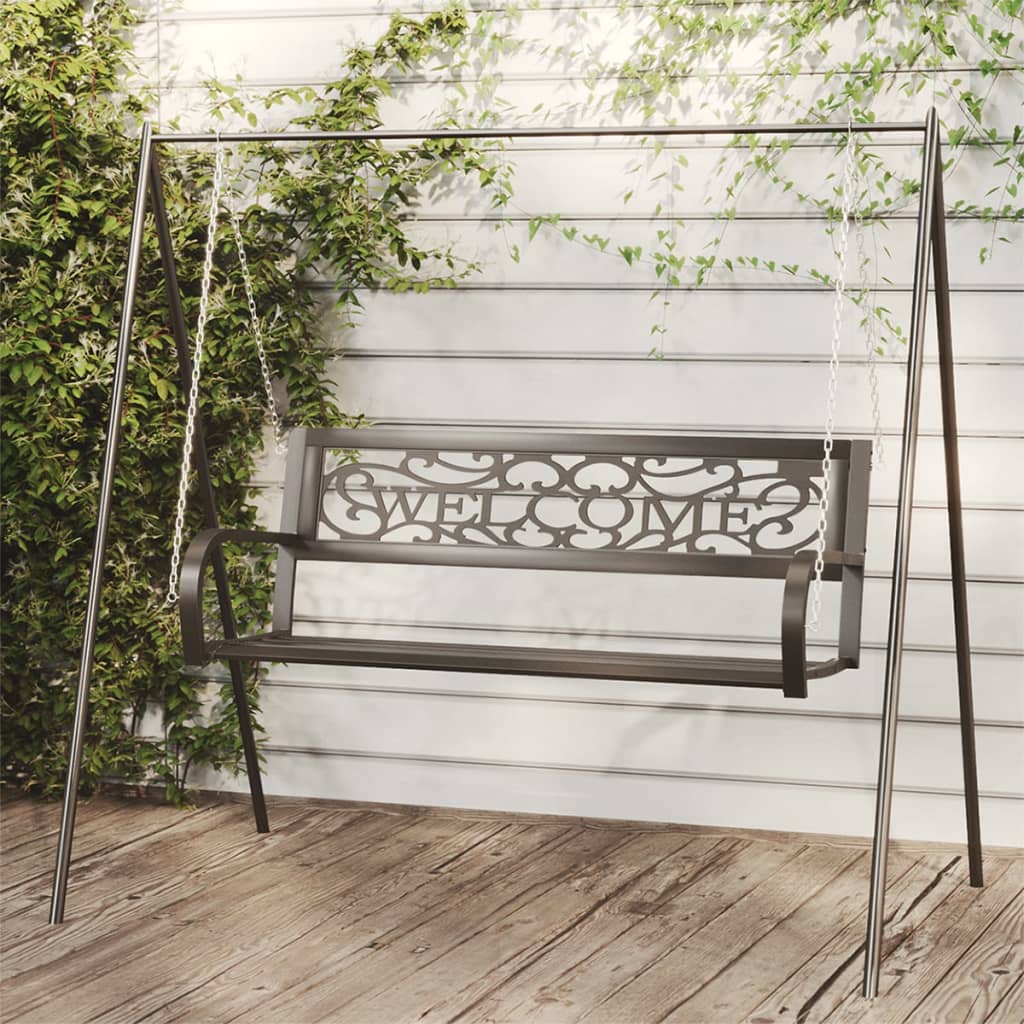 Zahradní Houpací Lavice 125 Cm Ocel A Plast Černá