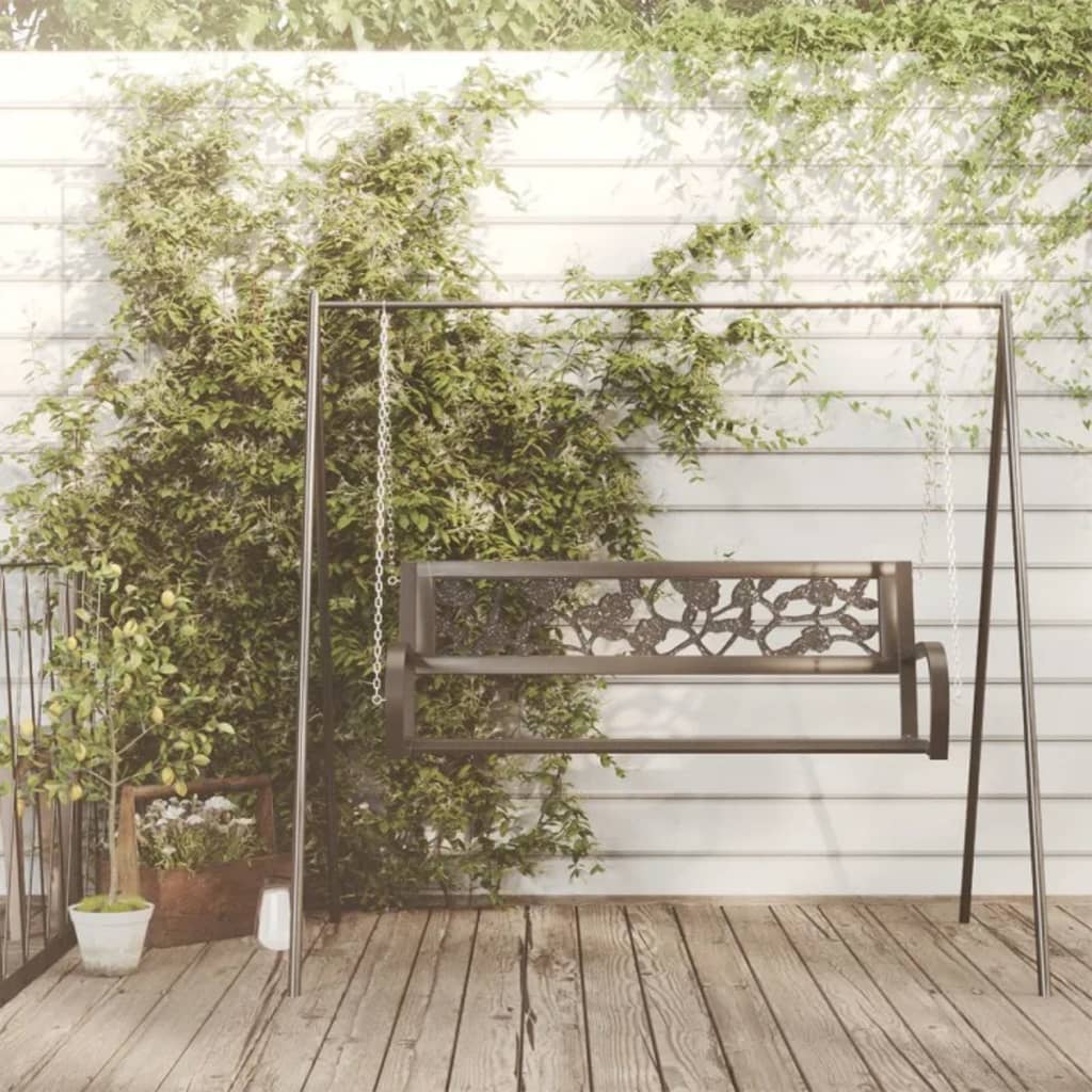 Zahradní Houpací Lavice 125 Cm Ocel A Plast Černá