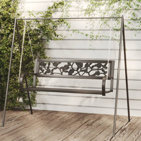 Zahradní Houpací Lavice 125 Cm Ocel A Plast Černá