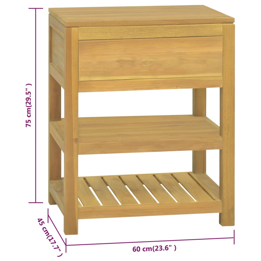 Koupelnová Skříňka 60 X 45 X 75 Cm Masivní Teakové Dřevo