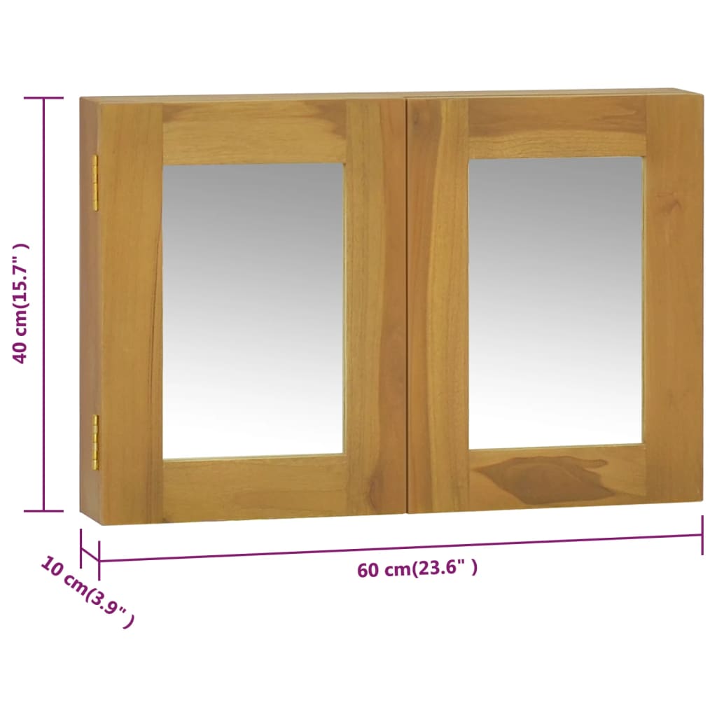 Zrcadlová Skříňka 60 X 10 X 40 Cm Masivní Teakové Dřevo