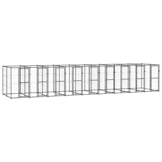 Venkovní Psí Kotec Ocel 21,78 M² Černá