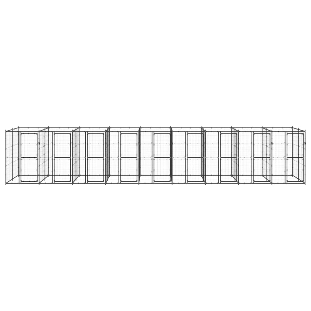 Venkovní Psí Kotec Ocel 21,78 M² Černá