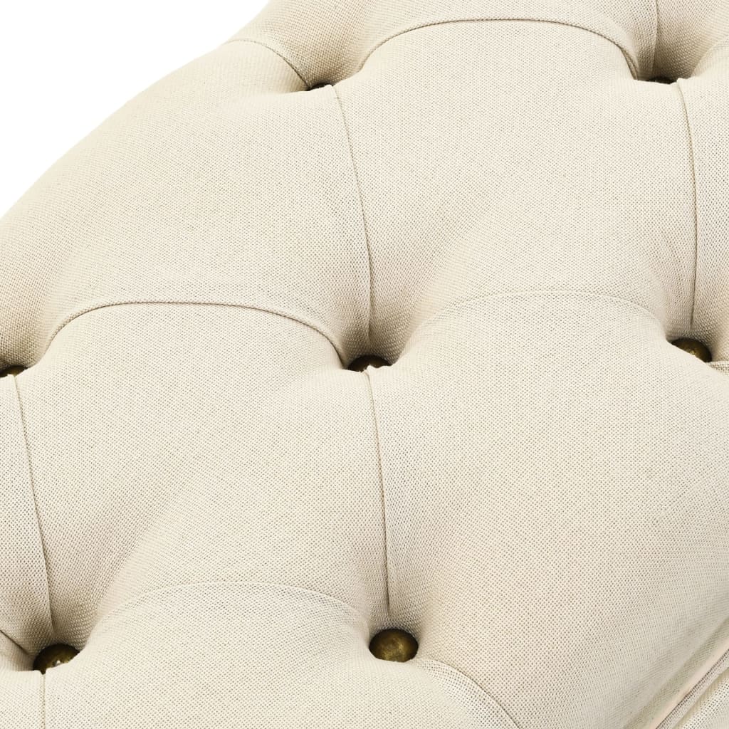 Úložná Lavice 110 Cm Krémová Masivní Jedlové Dřevo A Textil