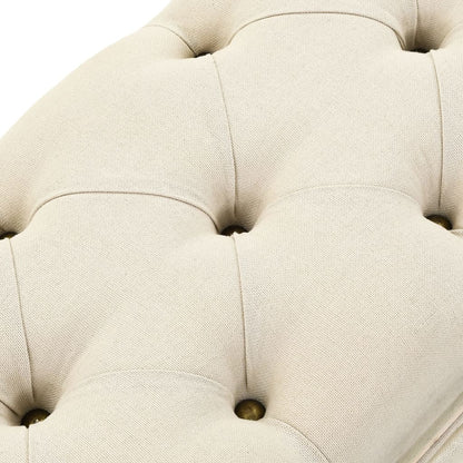 Úložná Lavice 110 Cm Krémová Masivní Jedlové Dřevo A Textil