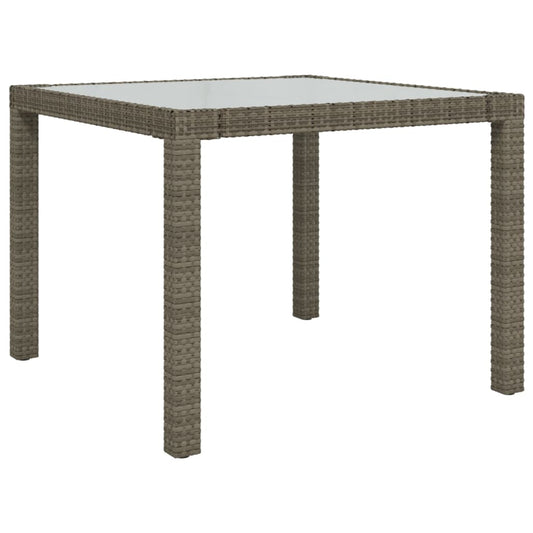 Zahradní Stůl 90 X 90 X 75 Cm Tvrzené Sklo A Polyratan Šedý