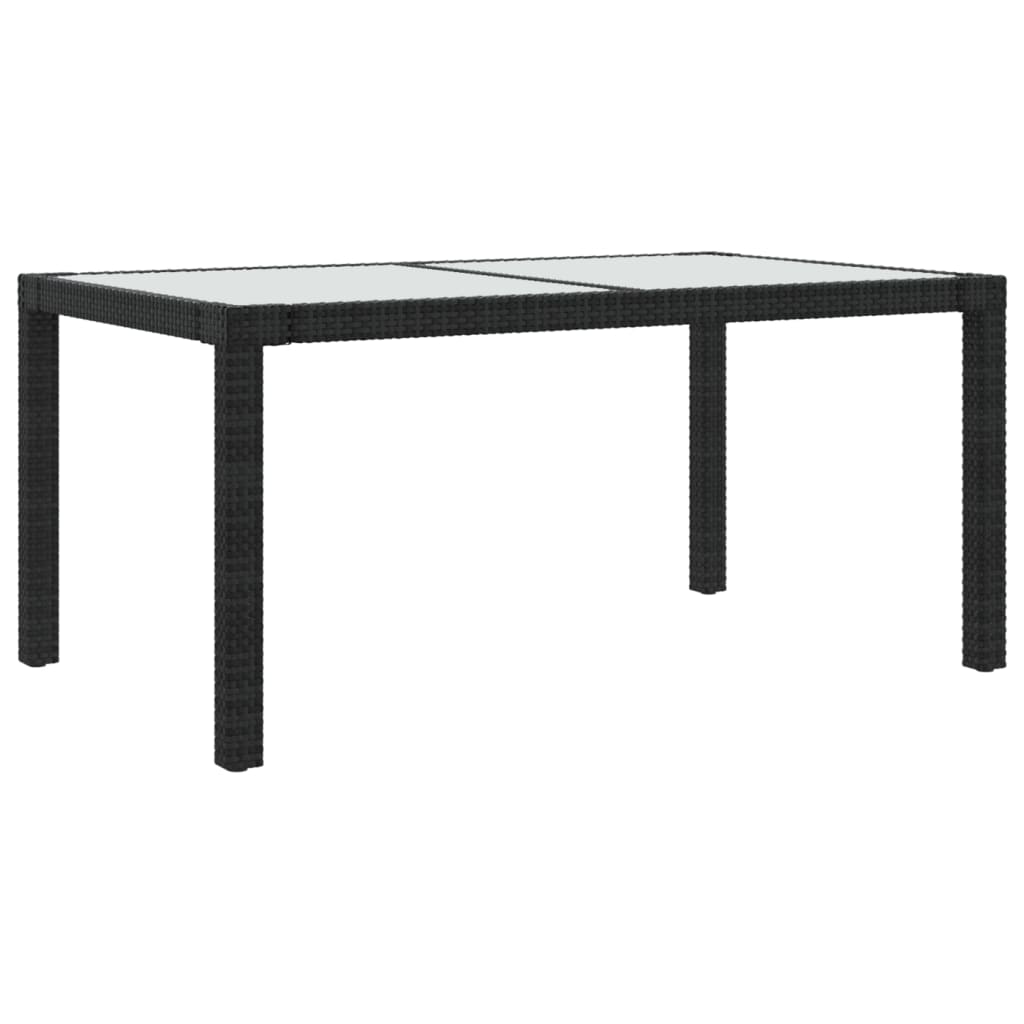 Zahradní Stůl 150 X 90 X 75 Cm Tvrzené Sklo A Polyratan Černý