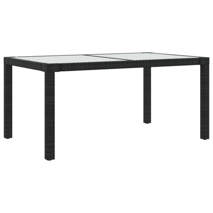 Zahradní Stůl 150 X 90 X 75 Cm Tvrzené Sklo A Polyratan Černý