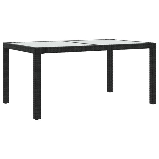 Zahradní Stůl 150 X 90 X 75 Cm Tvrzené Sklo A Polyratan Černý