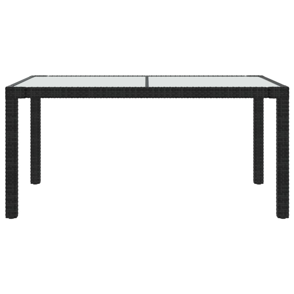 Zahradní Stůl 150 X 90 X 75 Cm Tvrzené Sklo A Polyratan Černý