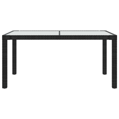Zahradní Stůl 150 X 90 X 75 Cm Tvrzené Sklo A Polyratan Černý