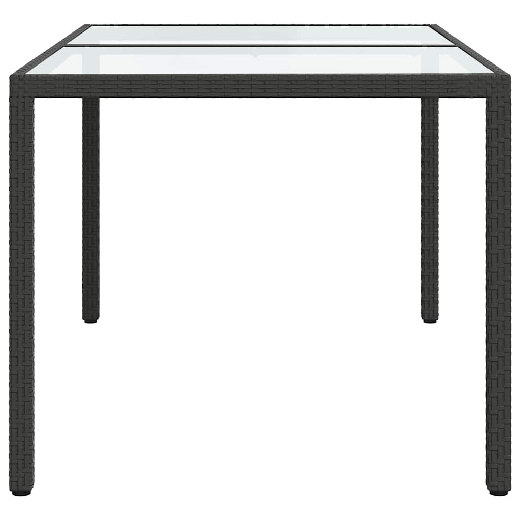Zahradní Stůl 150 X 90 X 75 Cm Tvrzené Sklo A Polyratan Černý
